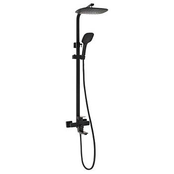 Душова система з тропічним душем і змішувачем чорна квадратна Lidz (BLA)-10 30 1005A