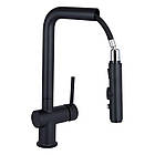 Змішувач для кухні Qtap Rozcesti з висувним виливом з під'єднанням для питної води QTROZ367BLM45943 Black, фото 3