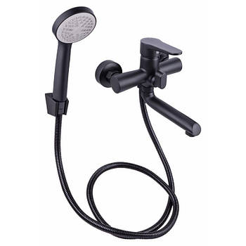 Змішувач(кран) для ванни Lidz (BLA)-14 43 006-1 чорний матовий з душем короткий вилив