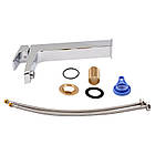 Змішувач(кран) для накладної раковини чаші Qtap Namesti 1025H102C високий хром квадратний, фото 6