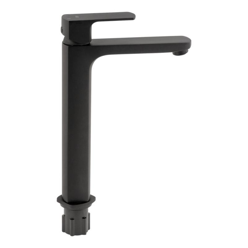 Змішувач для накладної раковини чаші Qtap Lipno 1023H101CB високий з довгим виливом чорний
