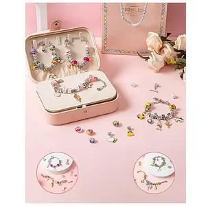 Набір прикрас Пандора DLS 1127, 6 основ для браслетів, 3 основи для намисто, шарми, шкатулка, в коробці