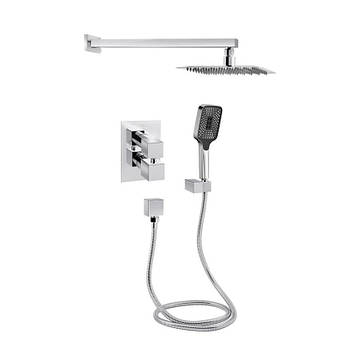 Термостатична душова система прихованого монтажу Qtap Aqauarius 65T103NGC квадратна хром