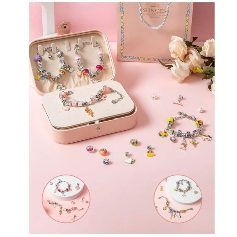 Дитячий набір прикрас Pandora DLC 1128 (48) 6 основ для браслетів, 3 основи для намисто, шарми, шкатулка