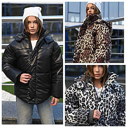 Зимова тепла чорна куртка для дівчат, розміри на рости 146-170