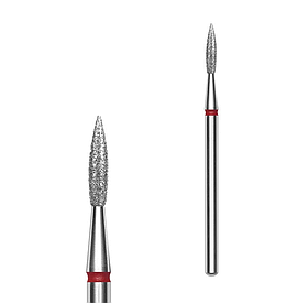 Фреза алмазна Staleks Expert полум'я гостре червоне (1,8/8 мм), для манікюру та педикюру