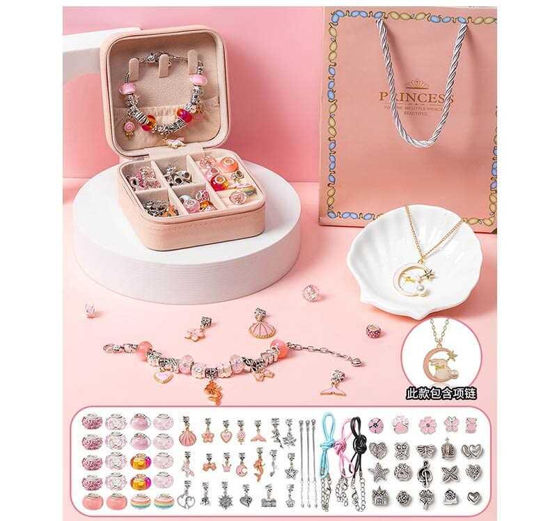 Набір для створення шарм-браслетів (скринька для прикрас, браслети, намистини, підвіски, в коробці) DLS 1119