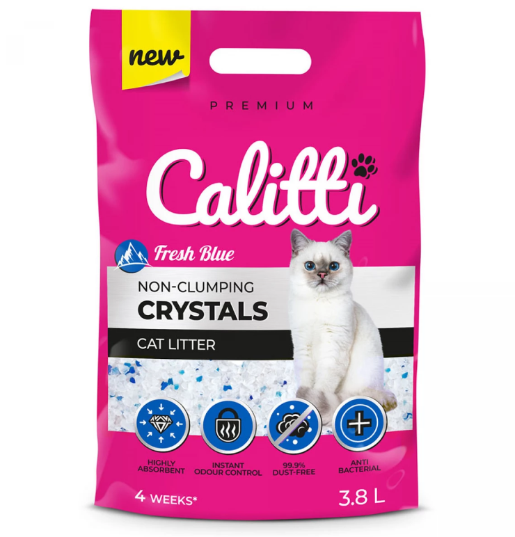 Силікагелевий наповнювач Calitti Crystals для котячого туалету, гірська свіжість, 3.8 л, фото 1