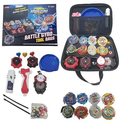 Ігровий набір Beyblade 1688-8B в сумці (8 дзиґ, 3 пускових пристрої, арена, аксесуари), фото 1