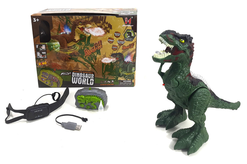 Динозавр на радіокеруванні пульт + сенсорний браслет (висота 25 см, пара, підсвічування, звук) LH-D005-3