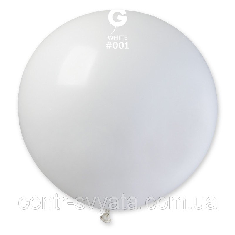 Латексна кулька Gemar 31"(80 см) #001 Пастель білий G30 (БЕЗ СМУГ)