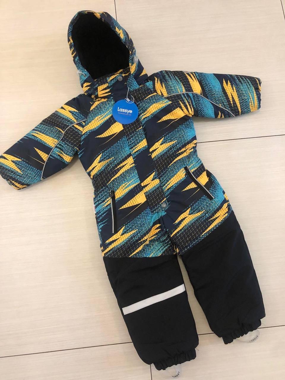 Комбінезон зимовий цільний дитячий теплий на флісі 98 розмір з капюшоном термокомбінезон Lassye