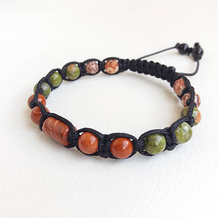 Браслет із яшми Червона Унакит Леопардова d 6 мм шамбалу, фото 1