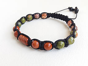 Браслет із яшми Червона Унакит Леопардова d 6 мм шамбалу, фото 3