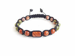 Браслет із яшми Червона Унакит Леопардова d 6 мм шамбалу, фото 4