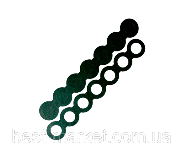 Прокладка для складання акумуляторних батарей, клейка основа, 21х21х0,2 mm, Green, 100 штук у пластині