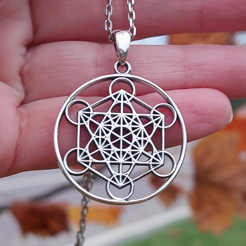 Куб Метатрона амулет - кулон зі срібла 925 проби (⌀30 мм, 7 г), фото 1