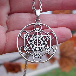 Куб Метатрона амулет - кулон зі срібла 925 проби (⌀30 мм, 7 г)