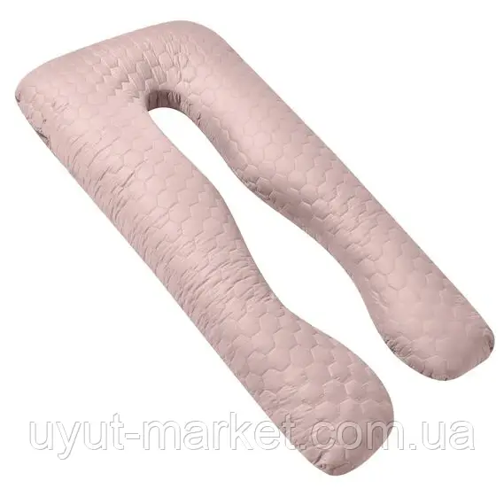 Подушка П-подібна для сну та відпочинку стьобана 140х75х20 см, U-shape, з наволочкою на блискавці, для вагітних, фото 1