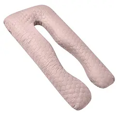 Подушка П-подібна для сну та відпочинку стьобана 140х75х20 см, U-shape, з наволочкою на блискавці, для вагітних