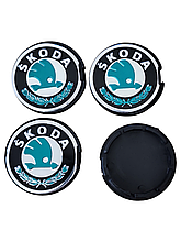 Ковпачки на диски, заглушки на диски Skoda Шкода 56 мм / 52 мм зелені 4 шт