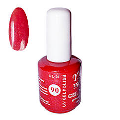 Червоний з Шиммером Гель-лак для Нігтів 15 мл, Тон GL-01-90, Стійкий Гель Лак