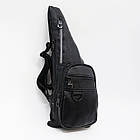Чоловіча сумка слінг чорна на блискавці 38*14 см зі штучної шкіри Cans, фото 2