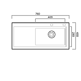 Кухонна мийка Platinum Handmade PVD 7843 220 R чорна з кошиком і дозатором 3.0/0.8, фото 7