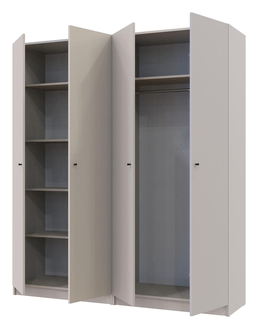Комплект шаф "Промо" 180х48х204 см. 2+2 ДСП, з полицями, Кашемір, фото 1