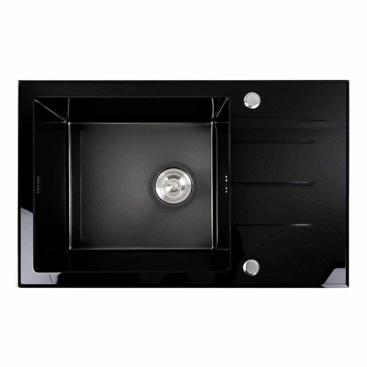 Кухонна мийка Platinum Handmade PVD BLACK GLASS 7850 200 чорна 7850