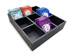 Барний органайзер для пакетиків чаю на 9 секцій, чайний органайзер 26х23х6cм, (МДФ) лінія BLACK