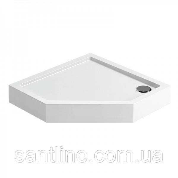 Душовий піддон 100х100х13.5 см Dusel D402 п'ятикутний акриловий з ніжками сифоном, фото 1