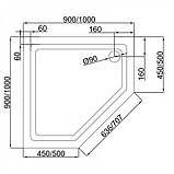 Душовий піддон 100х100х13.5 см Dusel D402 п'ятикутний акриловий з ніжками сифоном, фото 3