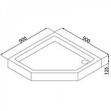 Душовий піддон 100х100х13.5 см Dusel D402 п'ятикутний акриловий з ніжками сифоном, фото 4
