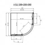 Душова кабіна 100х100х190 см без піддону Dusel А-511 розсувні двері тоноване скло 6 мм, фото 7