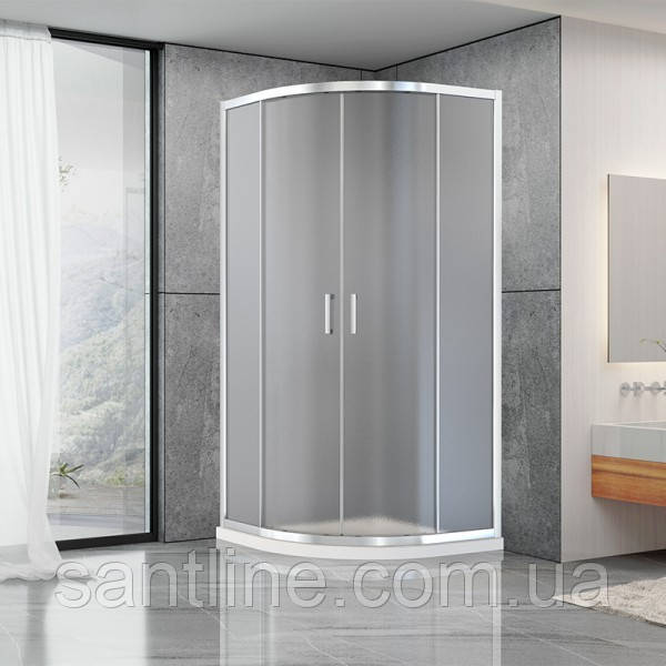 Душова кабіна 90х90х190 Dusel А-511 без піддону розсувні двері матове скло 6 мм, фото 1