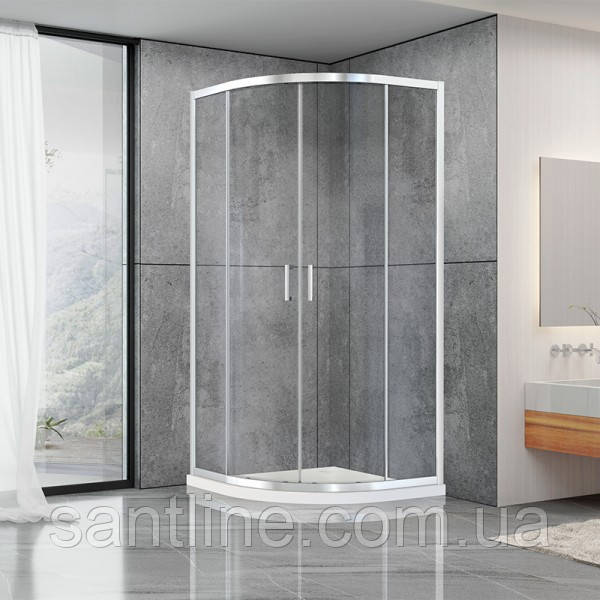 Душова кабіна 80х80х190 Dusel А-511 без піддону розсувні двері прозоре скло 6 мм, фото 1