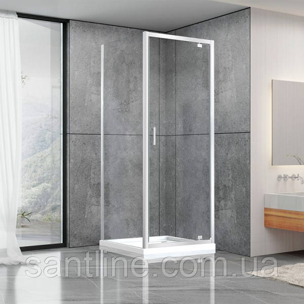 Душова кабіна 90х90х190 см Dusel А-516 без піддону квадратна розпашні двері прозоре скло 6 мм, фото 1