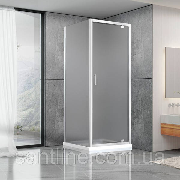 Душова кабіна 90х90х190 см Dusel А-516 без піддону квадратна розпашні двері матове скло 6 мм, фото 1