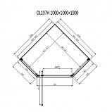 Душова кабіна 100х100х190 без піддону Dusel DL197H Chrome п'ятикутна розпашні двері прозоре скло 6мм, фото 3
