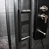 Душова кабіна 90х90х190 без піддону Dusel EF-182B Black Matt розсувні двері чорний профіль, фото 6