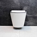 Унітаз підвісний безободковий DUSEL AREZ DWHT10210230R з плавнопадаючим сидінням Soft Close дюропласт, фото 3