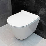 Унітаз підвісний безободковий DUSEL AREZ DWHT10210230R з плавнопадаючим сидінням Soft Close дюропласт, фото 5