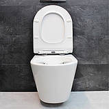 Унітаз підвісний безободковий DUSEL AREZ DWHT10210230R з плавнопадаючим сидінням Soft Close дюропласт, фото 7