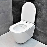 Унітаз підвісний безободковий DUSEL AREZ DWHT10210230R з плавнопадаючим сидінням Soft Close дюропласт, фото 9