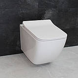 Унітаз підвісний безободковий DUSEL CUBIS DWHT 10201030R з плавнопадаючим сидінням Soft Close дюропласт, фото 4