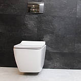 Унітаз підвісний безободковий DUSEL CUBIS DWHT 10201030R з плавнопадаючим сидінням Soft Close дюропласт, фото 7