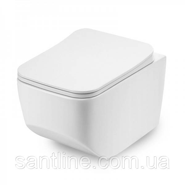 Унітаз підвісний безободковий DUSEL LUNAR DWHT10201530R з плавнопадаючим сидінням Soft Close дюропласт, фото 1