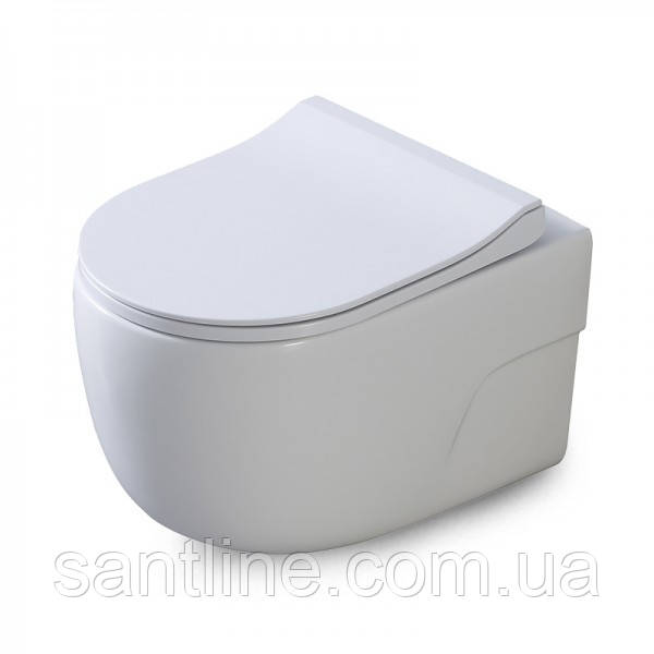 Унітаз підвісний безободковий DUSEL VORTEX DWHT10201230R з плавнопадаючим сидінням Soft Close дюропласт, фото 1