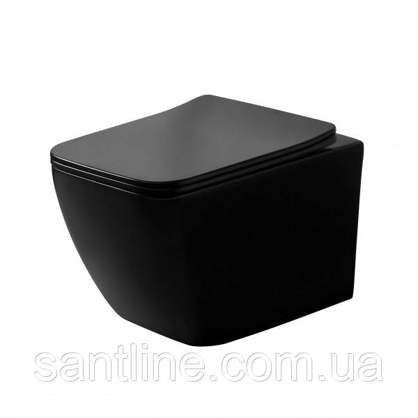 Унітаз підвісний безободковий  DUSEL CUBIS Black Matt DWHT10201030RВ із сидінням Soft-Close, фото 1